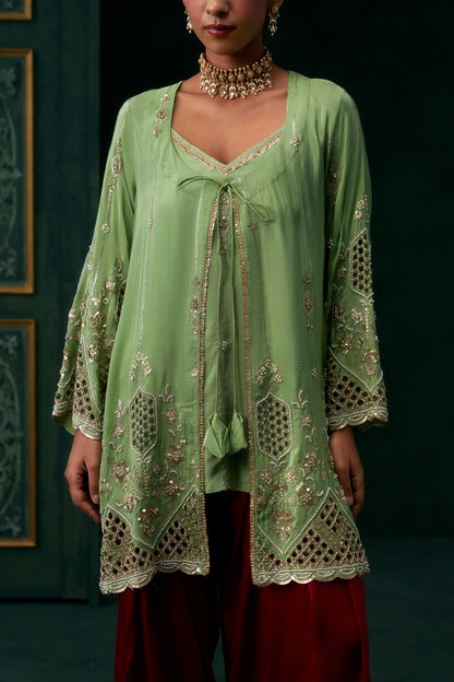 Aaira Organza Embroidered Jacket Set