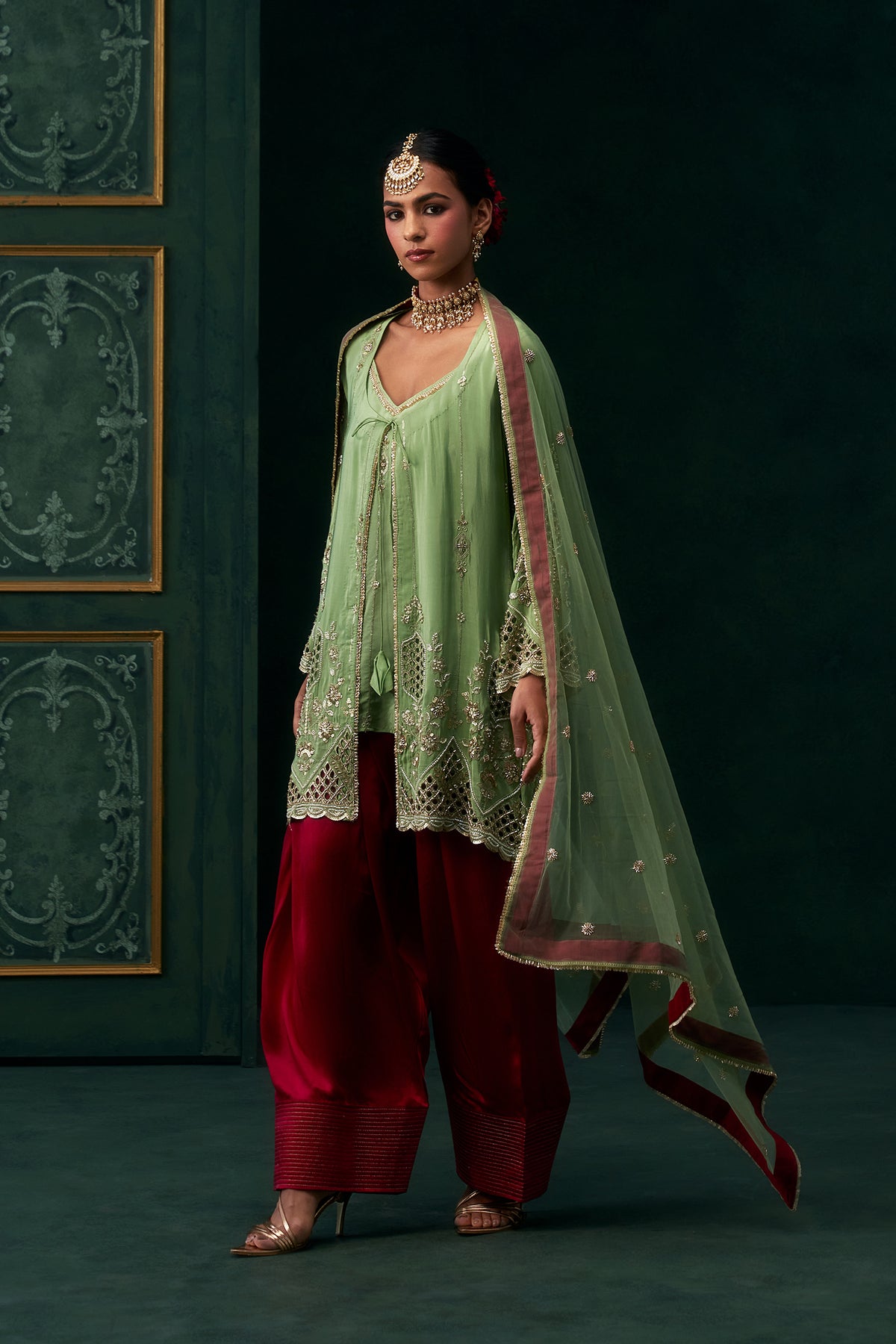 Aaira Organza Embroidered Jacket Set
