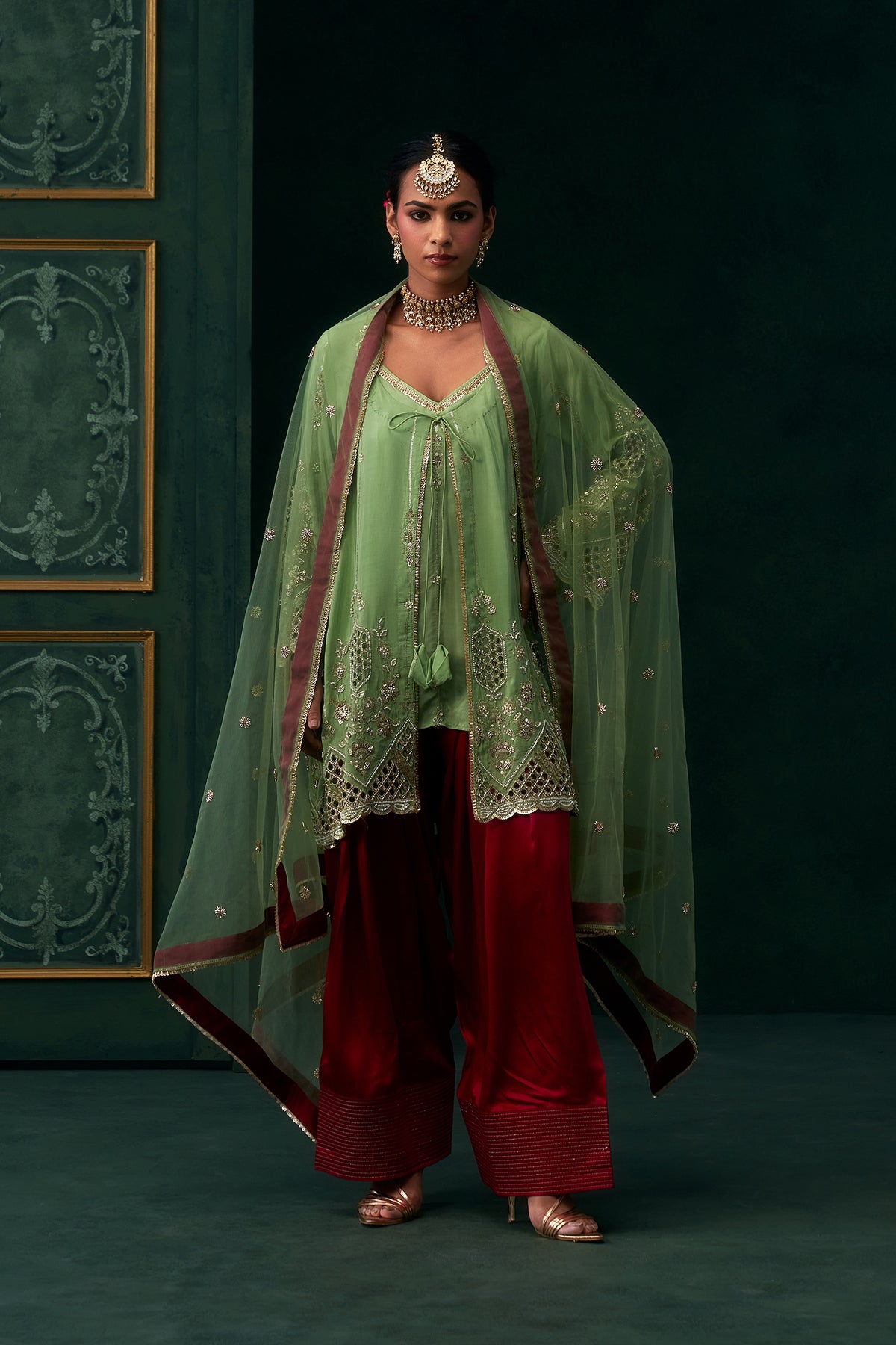 Aaira Organza Embroidered Jacket Set