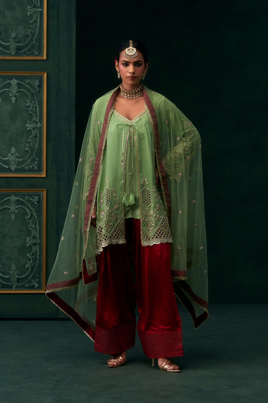 Aaira Organza Embroidered Jacket Set