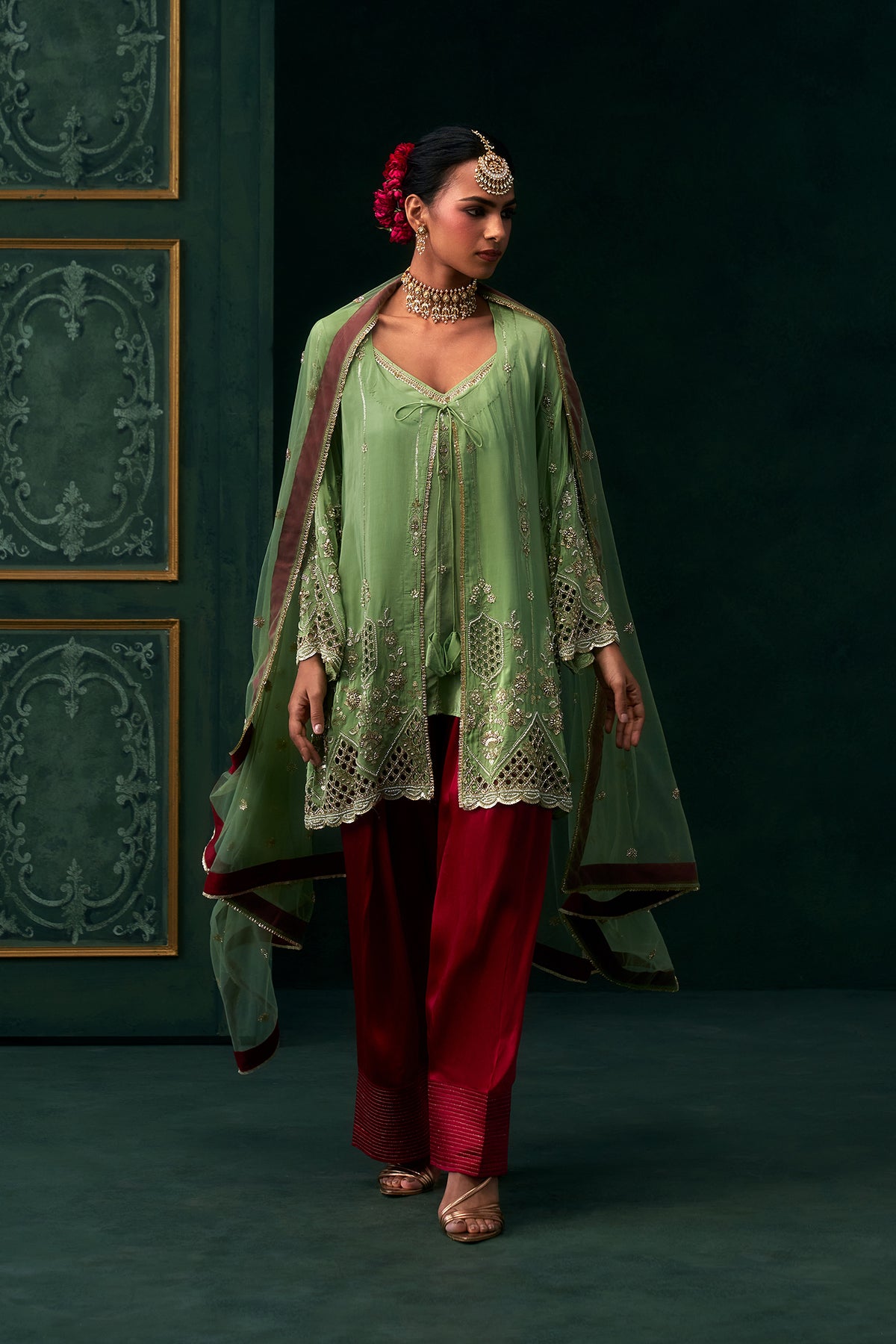 Aaira Organza Embroidered Jacket Set