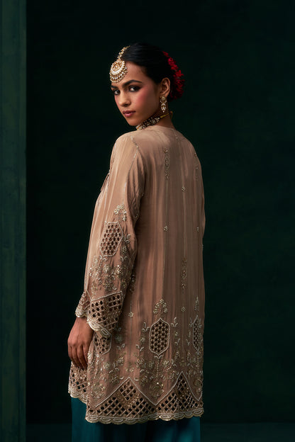 Elina Crepe Embroidered Jacket Set