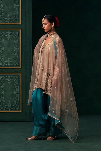Elina Crepe Embroidered Jacket Set