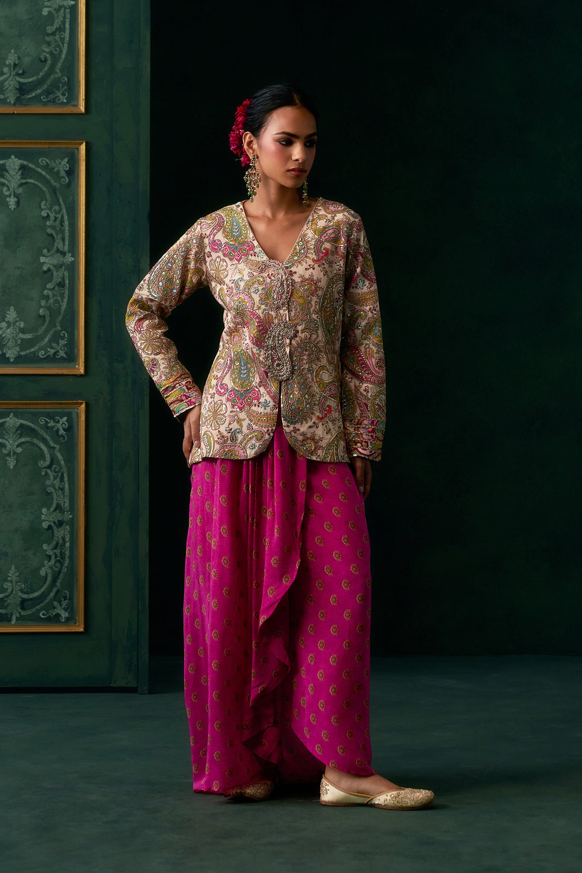 Vritika Crepe Embroidered Jacket Set