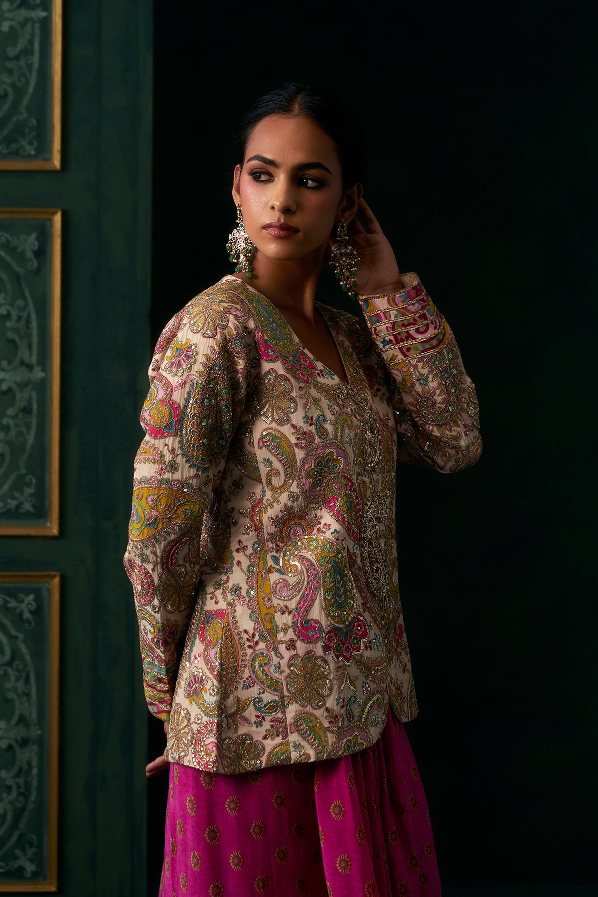 Vritika Crepe Embroidered Jacket Set