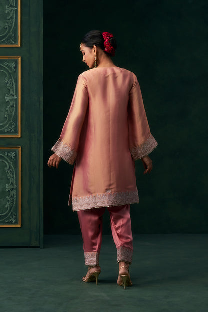 Anvika Chanderi Satin Embroidered Suit Set