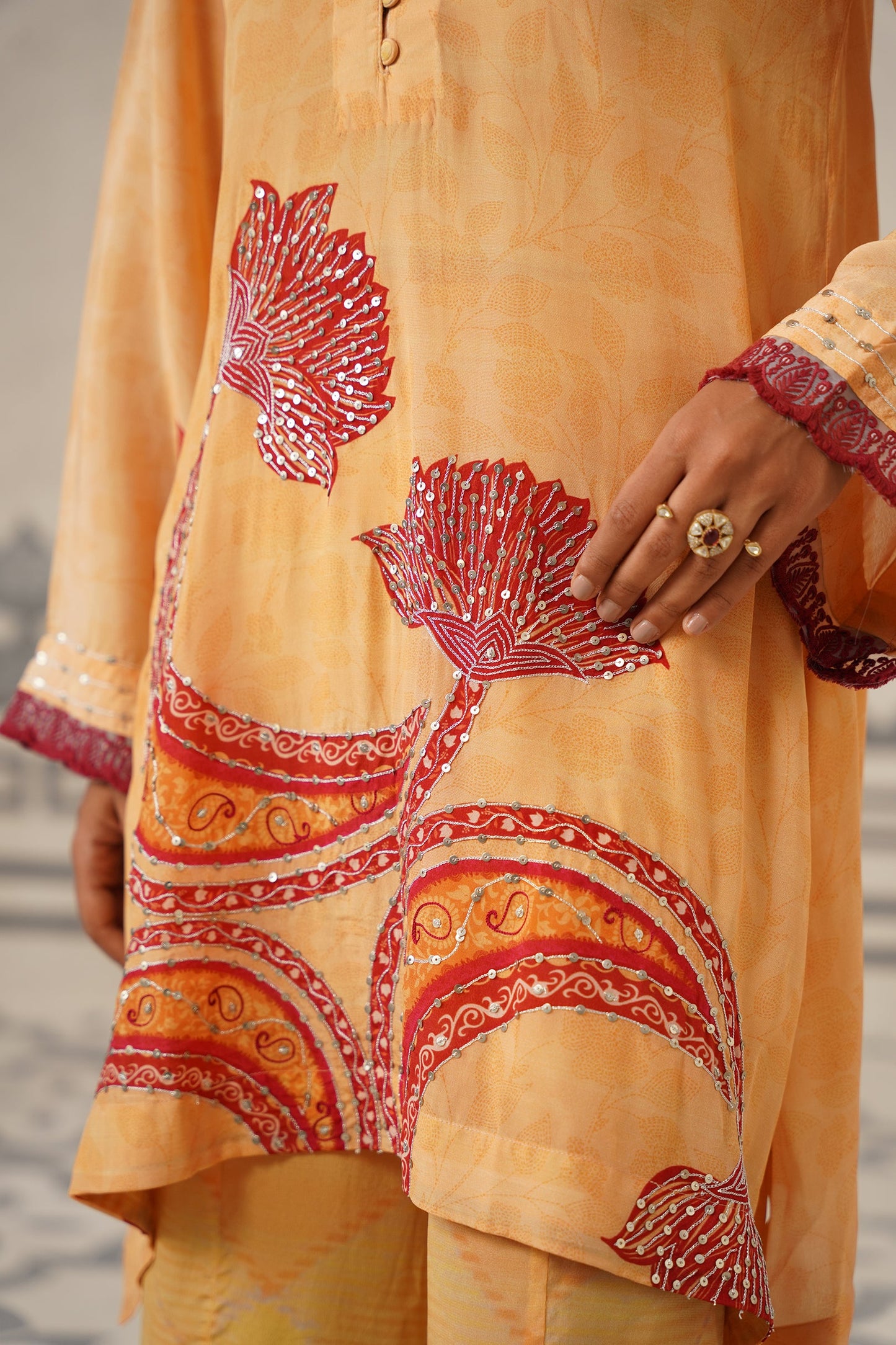 Toccy Crepe Printed Embriodered Matching Set