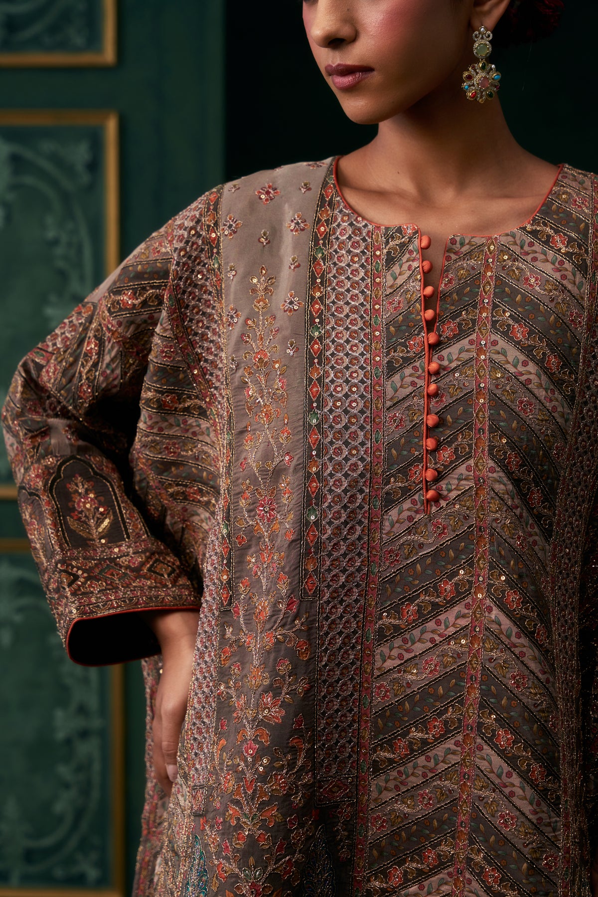 Naureen Crepe Satin Embroidered Matching Set
