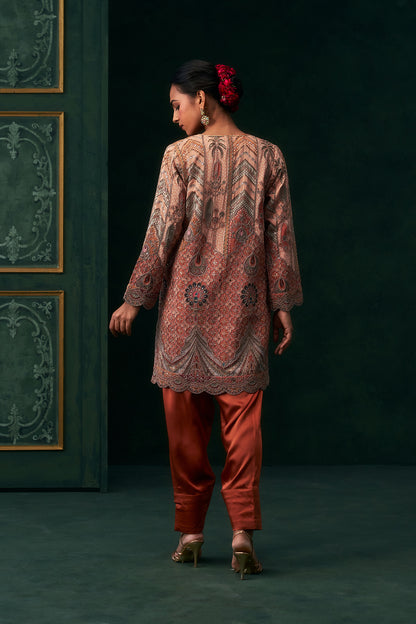Ameera Crepe Satin Embroidered Matching Set