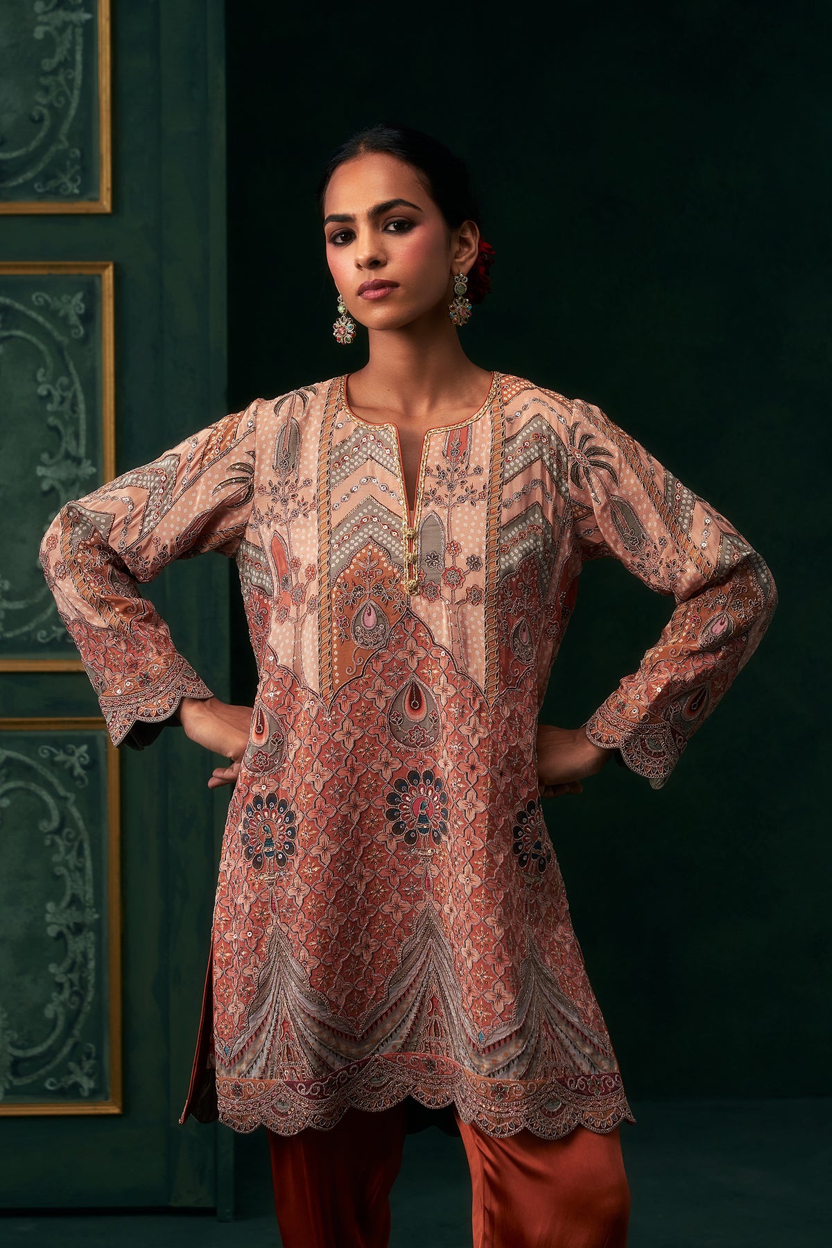 Ameera Crepe Satin Embroidered Matching Set