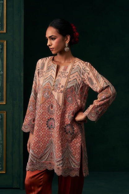 Ameera Crepe Satin Embroidered Matching Set