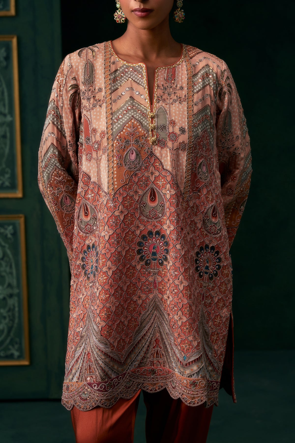 Ameera Crepe Satin Embroidered Matching Set