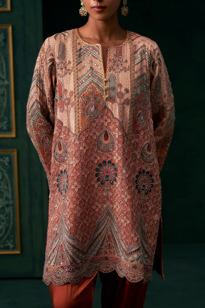 Ameera Crepe Satin Embroidered Matching Set