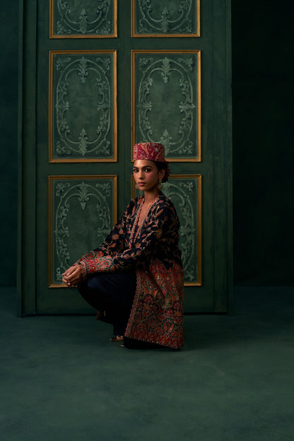 Nirva Crepe Satin Embroidered Jacket Set