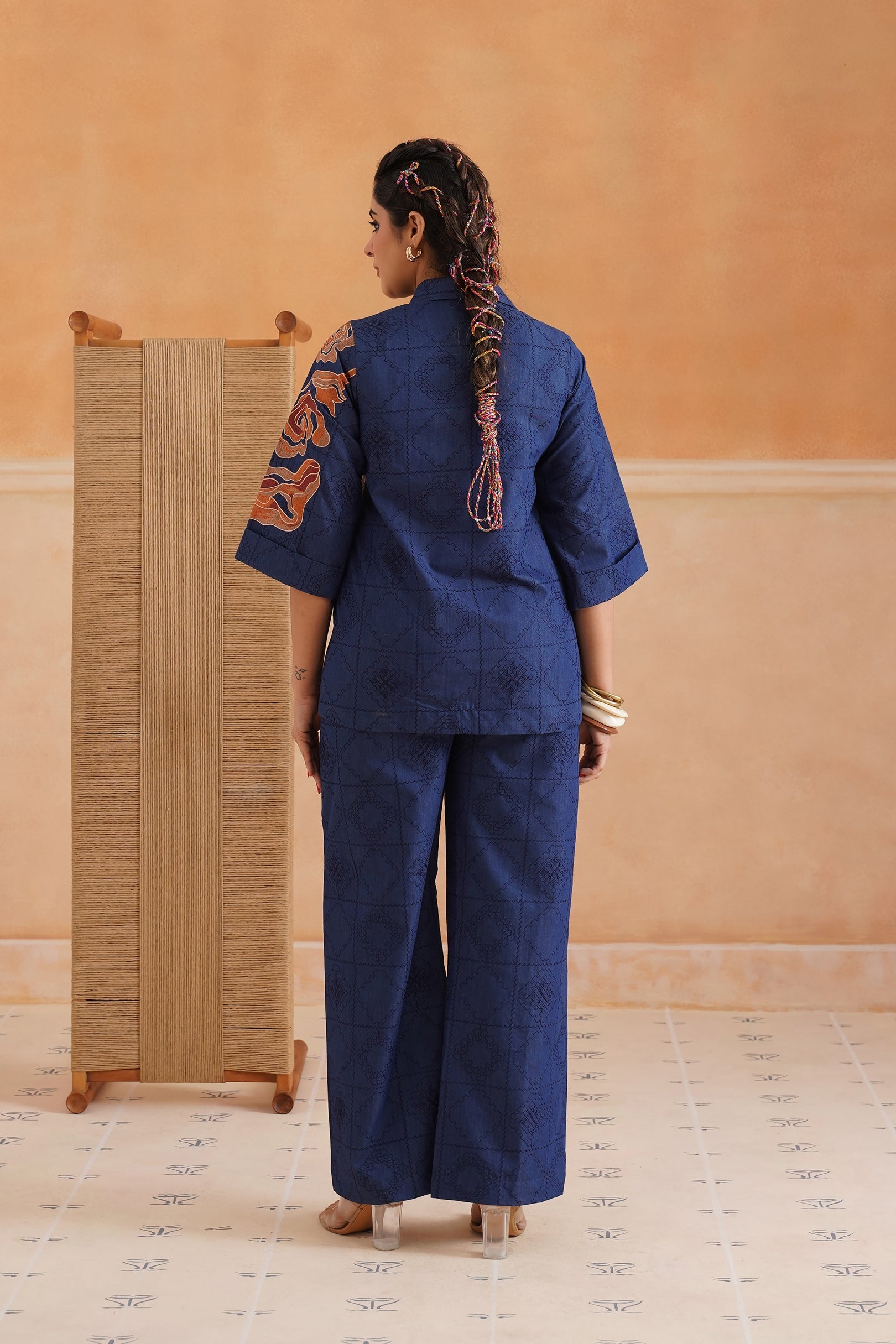 Anna Cotton Denim Embroidered Matching Set - Neetika Chopra