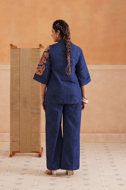 Anna Cotton Denim Embroidered Matching Set - Neetika Chopra