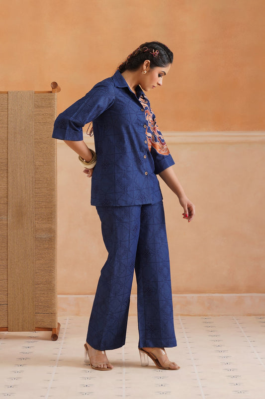 Anna Cotton Denim Embroidered Matching Set - Neetika Chopra