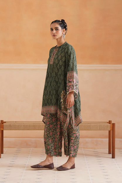 Nerra Printed Crepe Hand Embroidered Matching Set - Neetika Chopra
