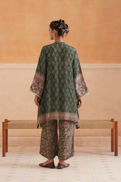 Nerra Printed Crepe Hand Embroidered Matching Set - Neetika Chopra