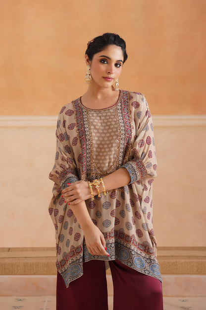 Saya Printed Crepe Hand Embroidered Matching Set - Neetika Chopra
