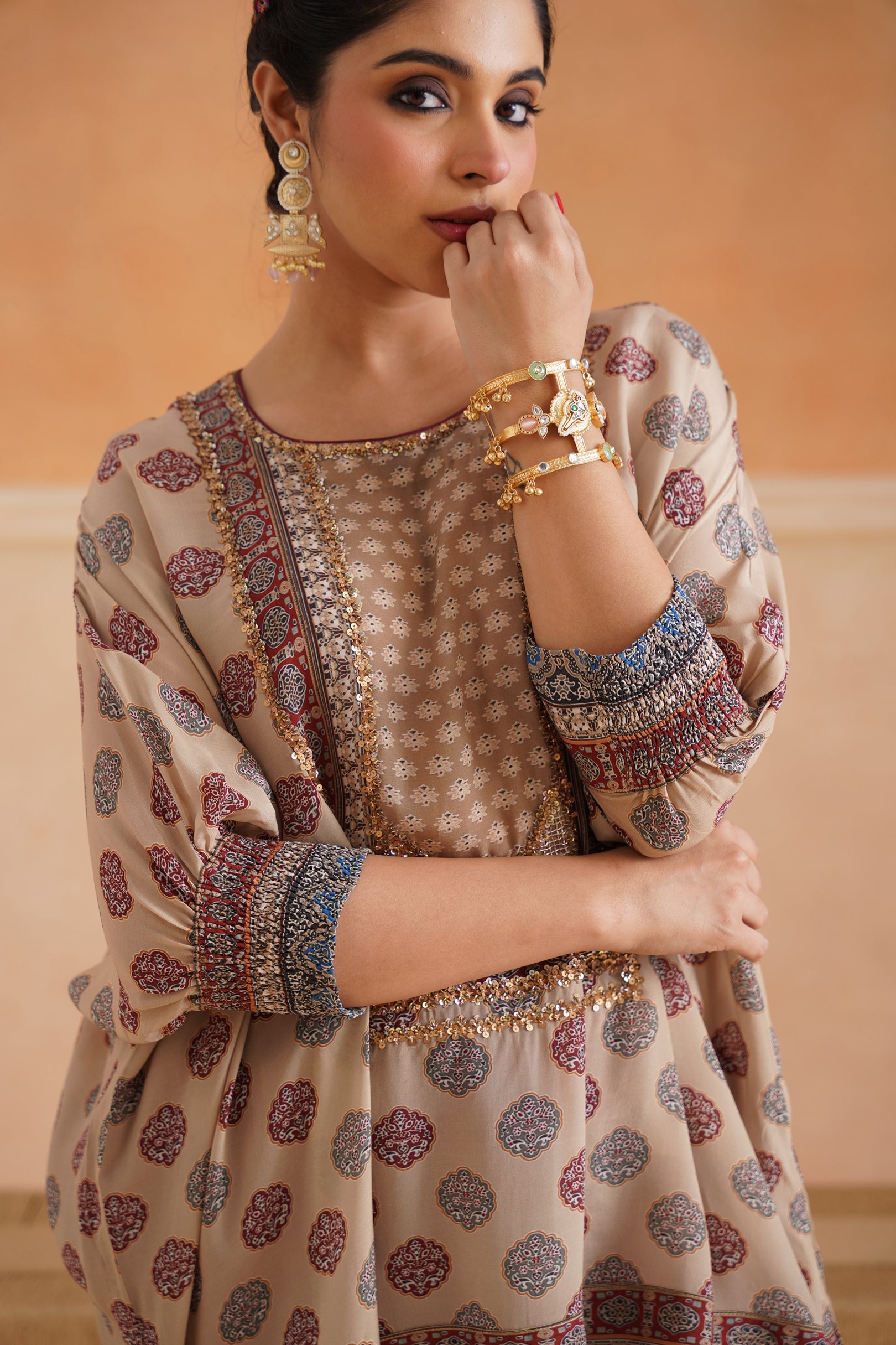 Saya Printed Crepe Hand Embroidered Matching Set - Neetika Chopra