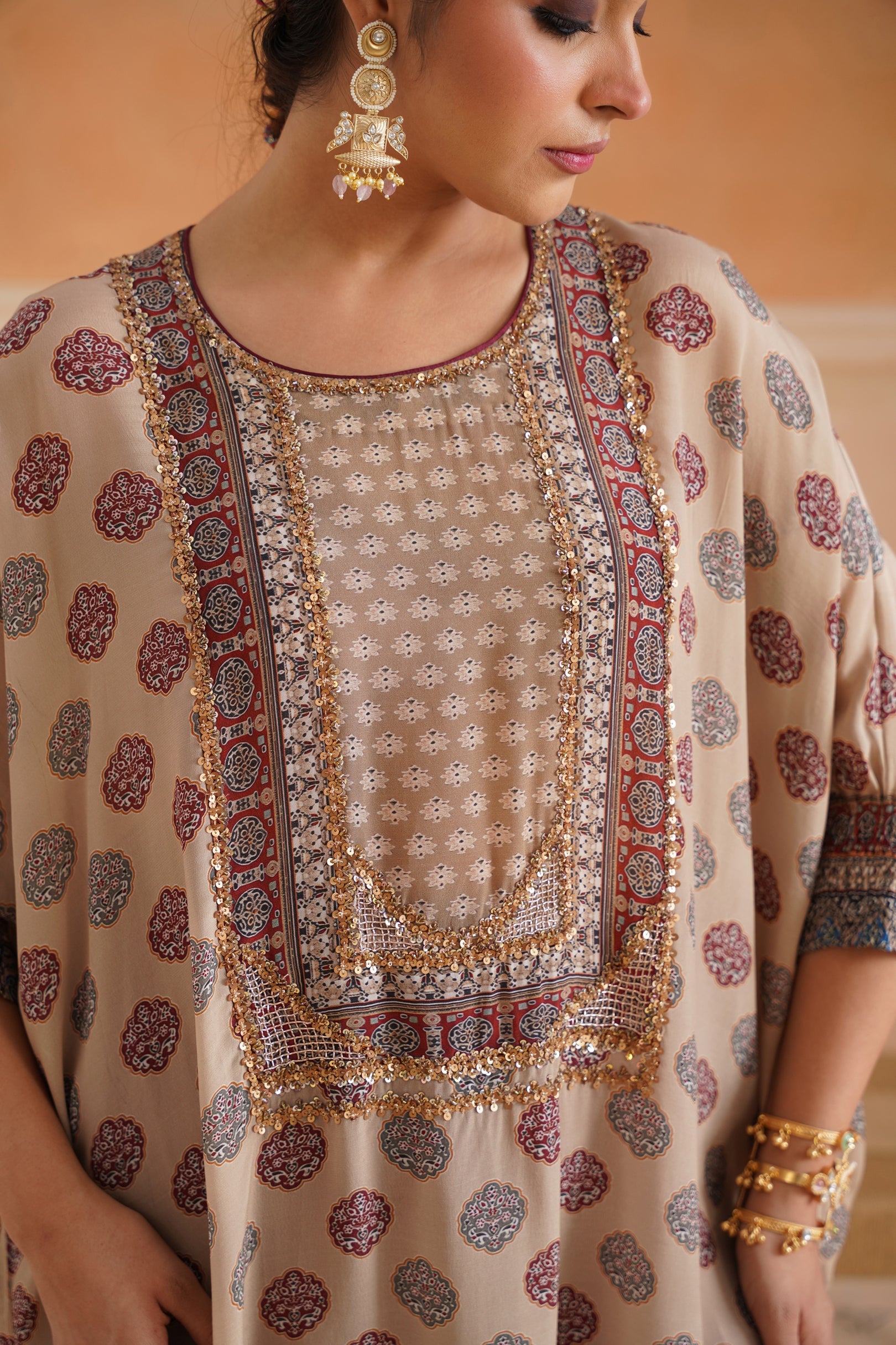 Saya Printed Crepe Hand Embroidered Matching Set - Neetika Chopra