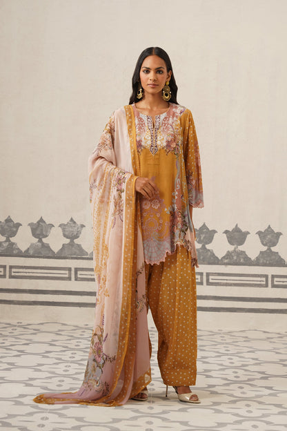 Roma Crepe Printed Scalloped Matching Set