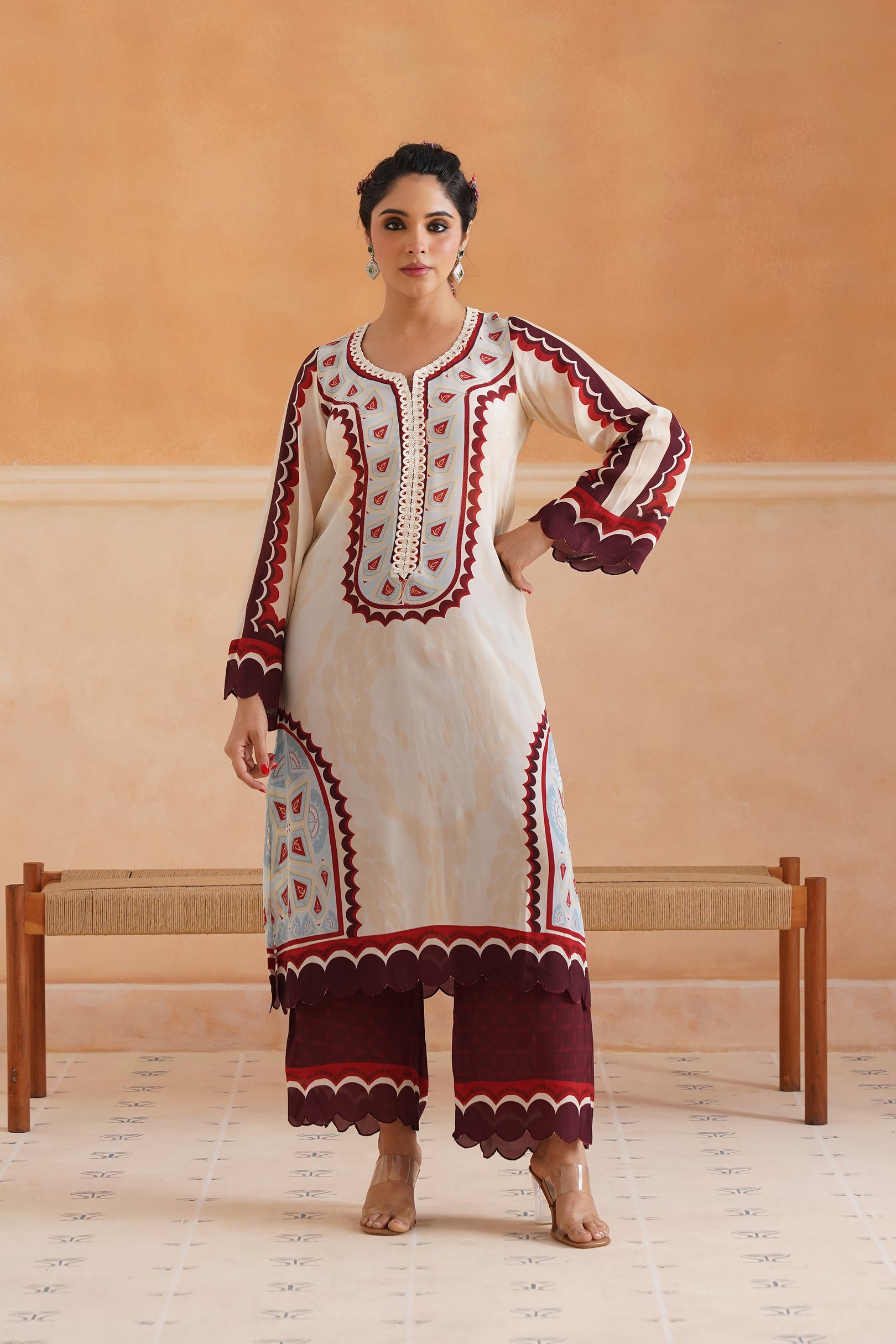 Abeer Printed Crepe Matching Set - Neetika Chopra