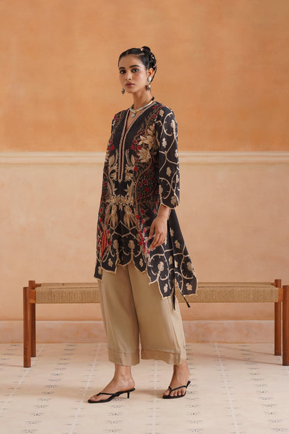 Lajja Printed Crepe Hand Embroidered Matching Set - Neetika Chopra