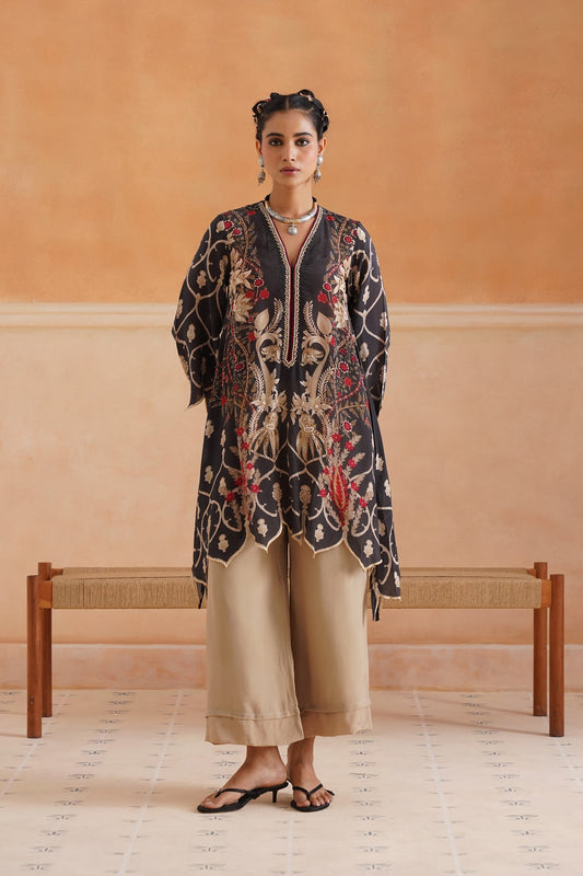 Lajja Printed Crepe Hand Embroidered Matching Set - Neetika Chopra