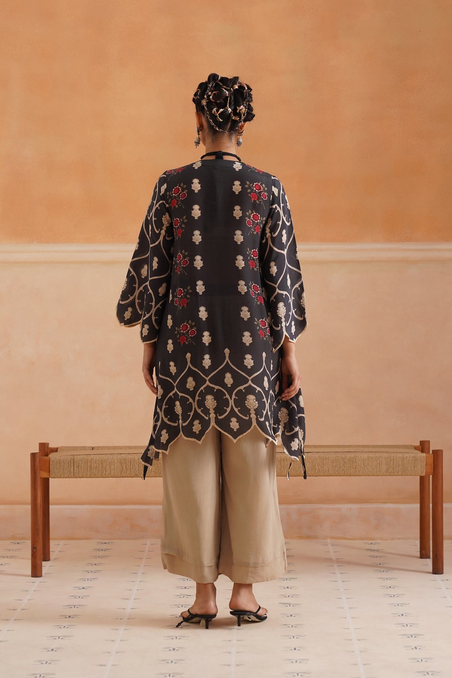 Lajja Printed Crepe Hand Embroidered Matching Set - Neetika Chopra