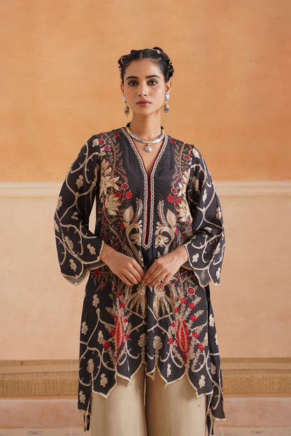 Lajja Printed Crepe Hand Embroidered Matching Set - Neetika Chopra