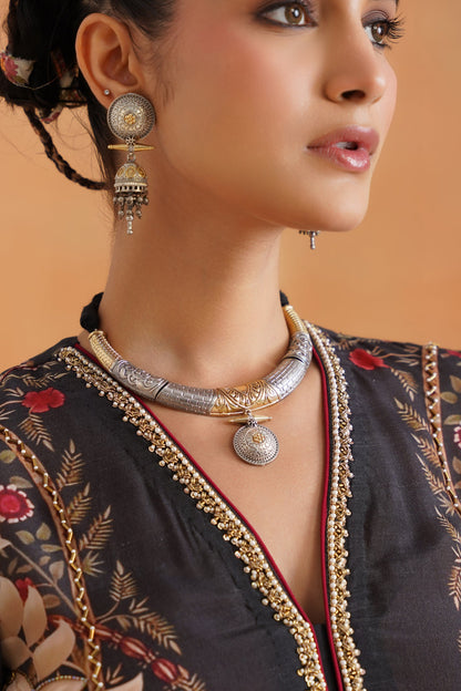 Lajja Printed Crepe Hand Embroidered Matching Set - Neetika Chopra