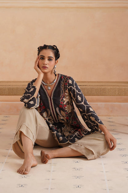 Lajja Printed Crepe Hand Embroidered Matching Set - Neetika Chopra