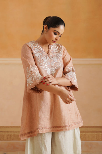 Tessa Pure Linen Embroidered Matching Set - Neetika Chopra