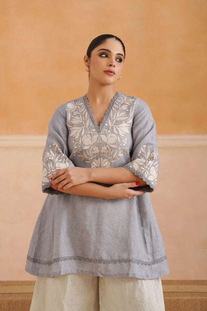 Faye Pure Linen Embroidered Matching Set - Neetika Chopra