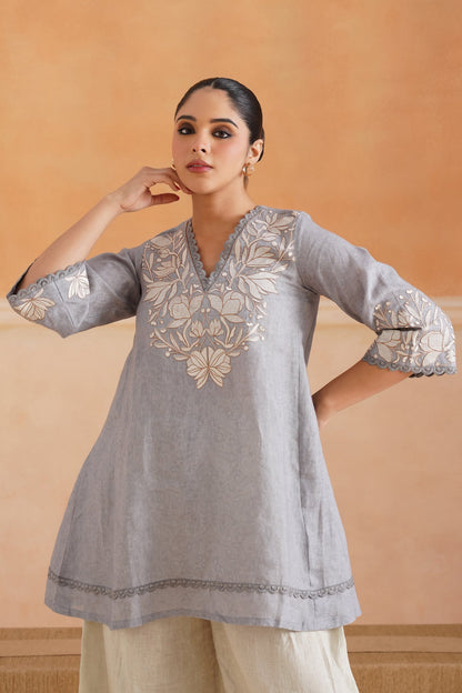 Faye Pure Linen Embroidered Matching Set - Neetika Chopra