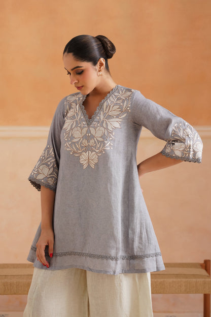 Faye Pure Linen Embroidered Matching Set - Neetika Chopra