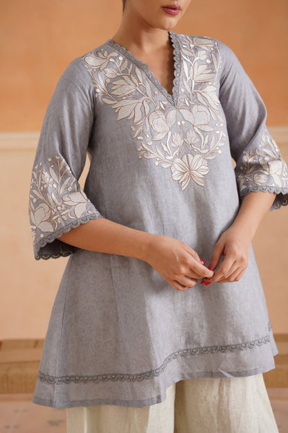 Faye Pure Linen Embroidered Matching Set - Neetika Chopra