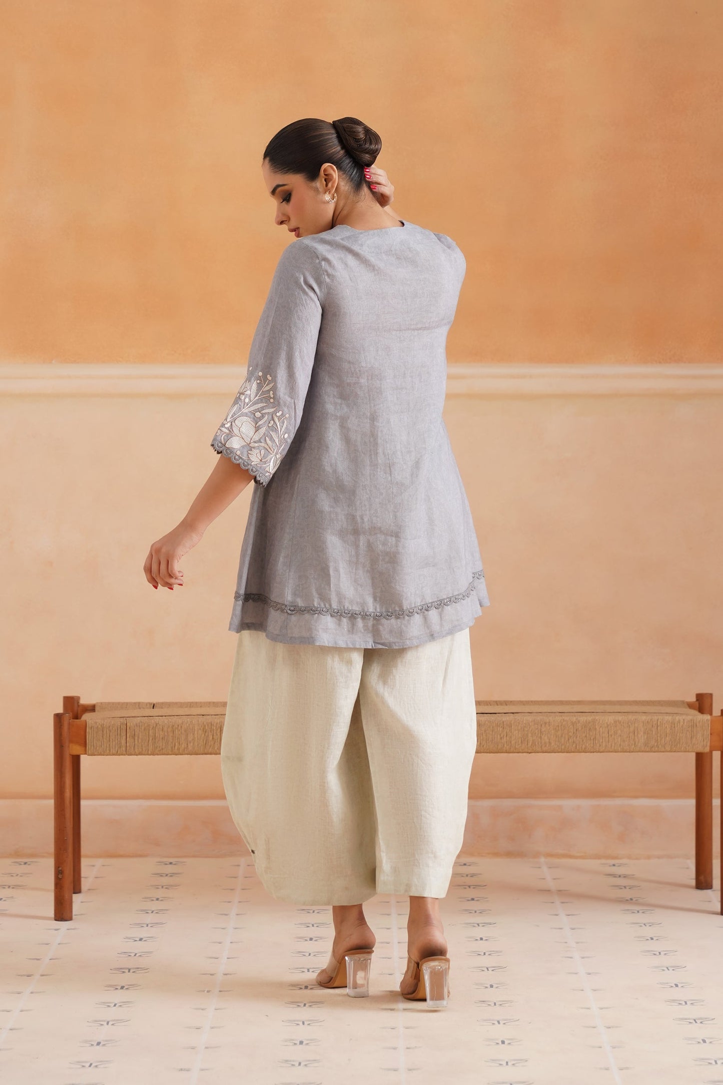 Faye Pure Linen Embroidered Matching Set - Neetika Chopra
