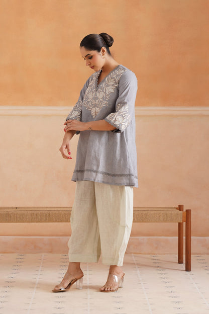 Faye Pure Linen Embroidered Matching Set - Neetika Chopra