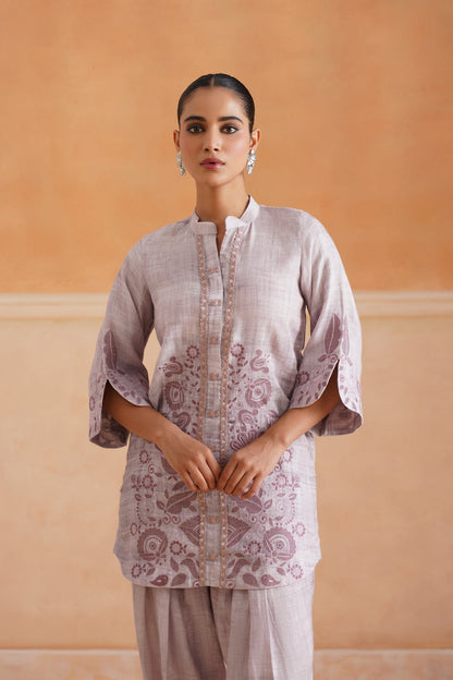Emira Pure Linen Embroidered Matching Set - Neetika Chopra