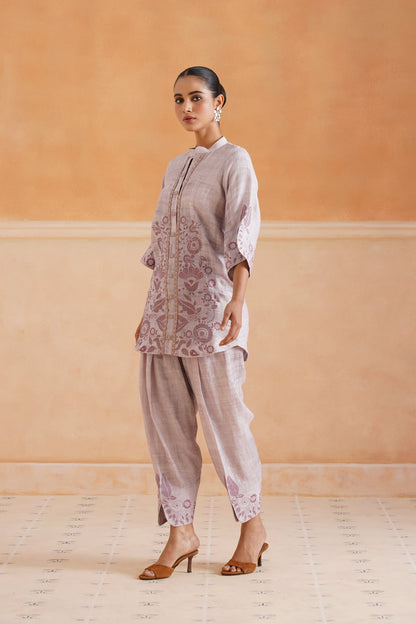 Emira Pure Linen Embroidered Matching Set - Neetika Chopra