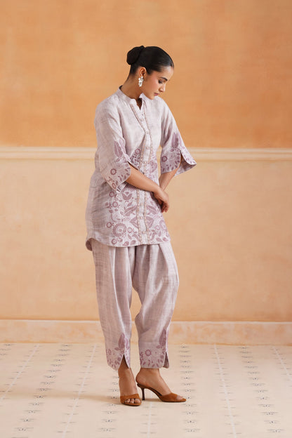 Emira Pure Linen Embroidered Matching Set - Neetika Chopra
