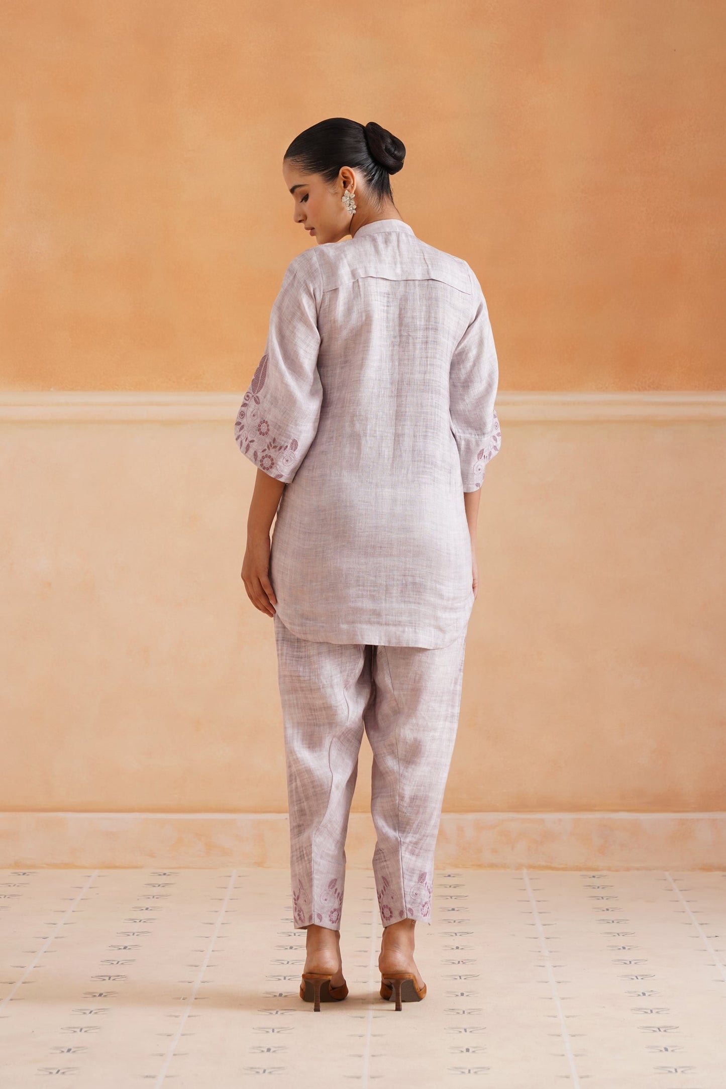 Emira Pure Linen Embroidered Matching Set - Neetika Chopra