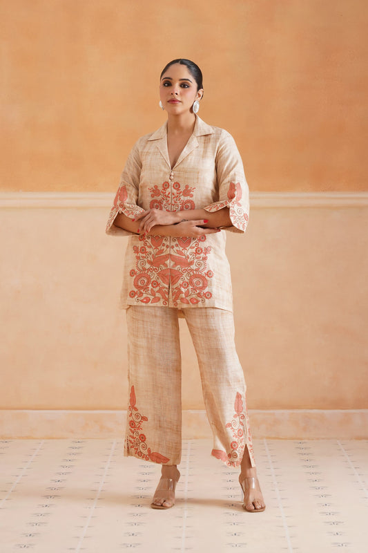Faria Pure Linen Embroidered Matching Set - Neetika Chopra
