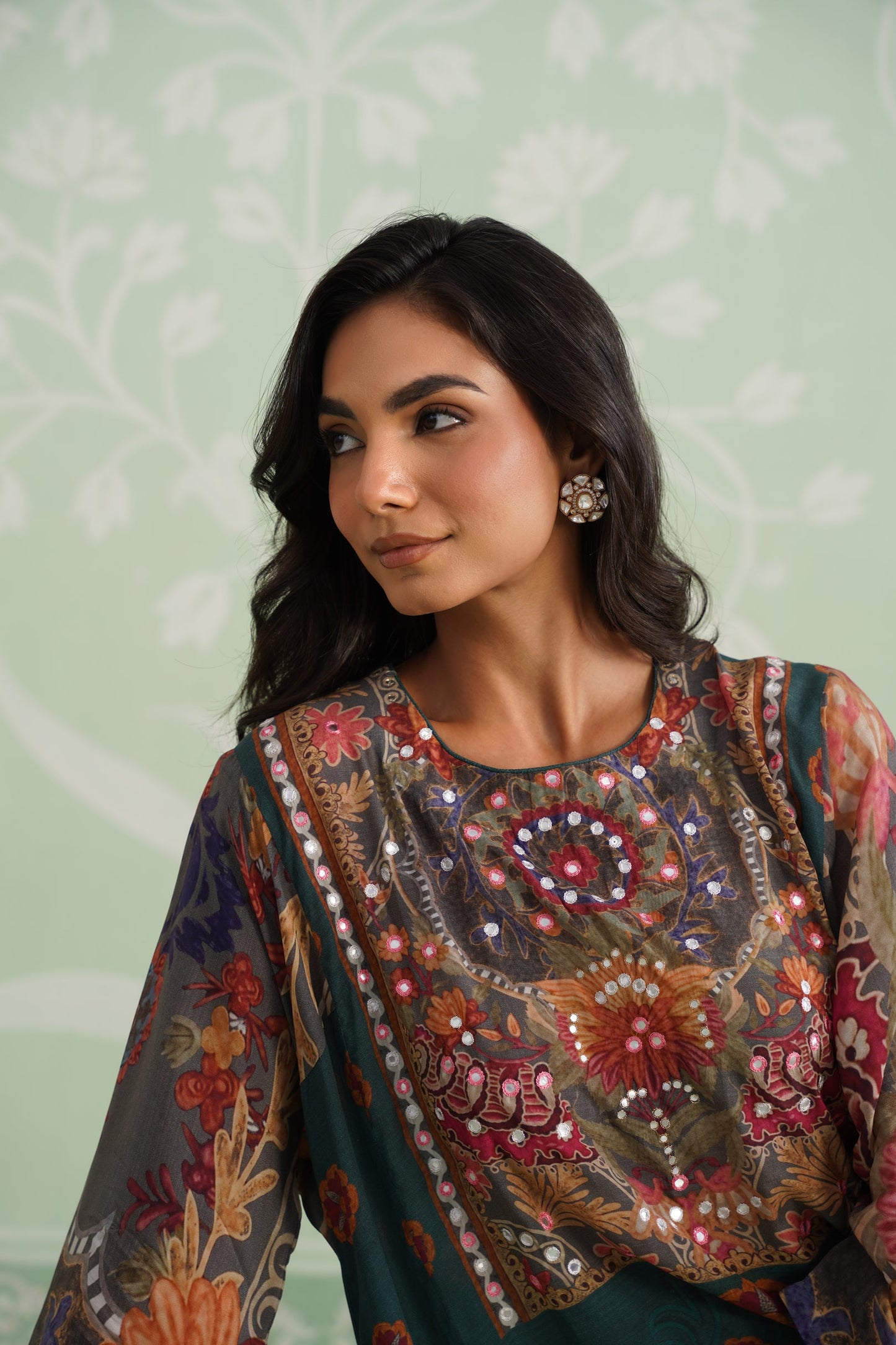 Kinni Printed Hand Embroidered Crepe Matching Set - Neetika Chopra
