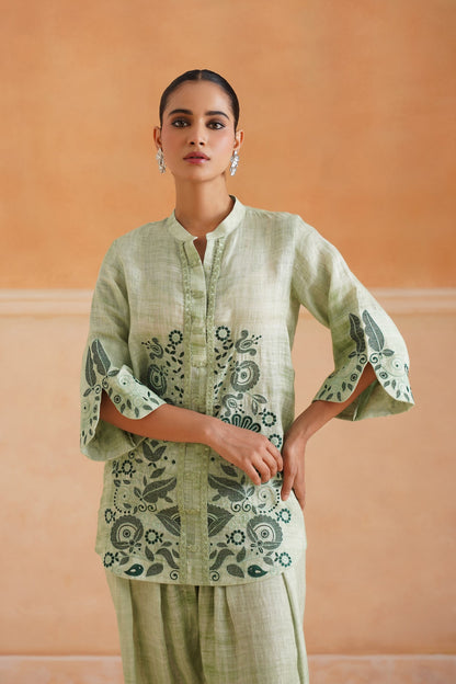 Hiral Pure Linen Embroidered Matching Set - Neetika Chopra