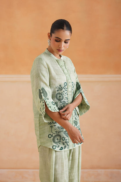 Hiral Pure Linen Embroidered Matching Set - Neetika Chopra