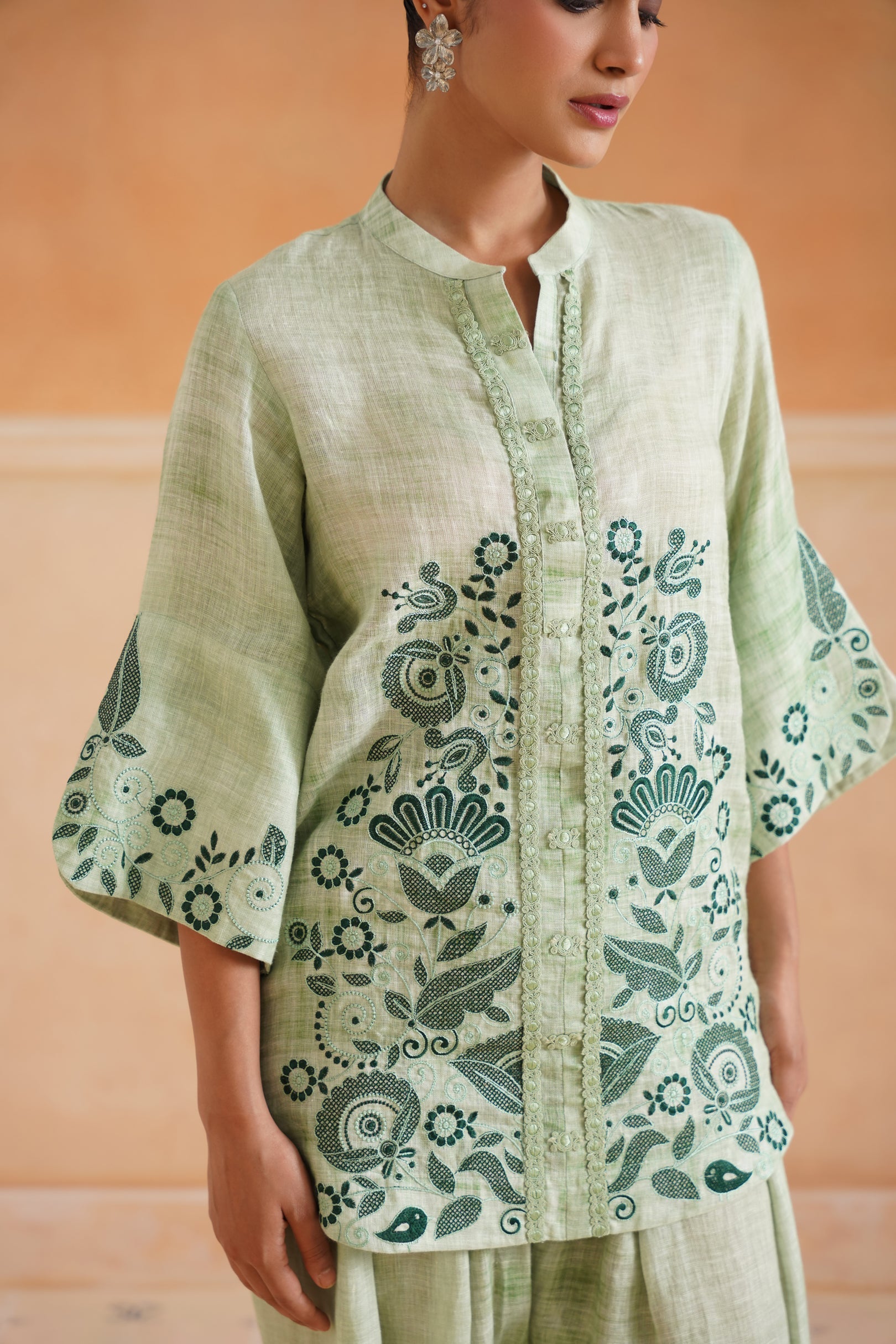 Hiral Pure Linen Embroidered Matching Set - Neetika Chopra